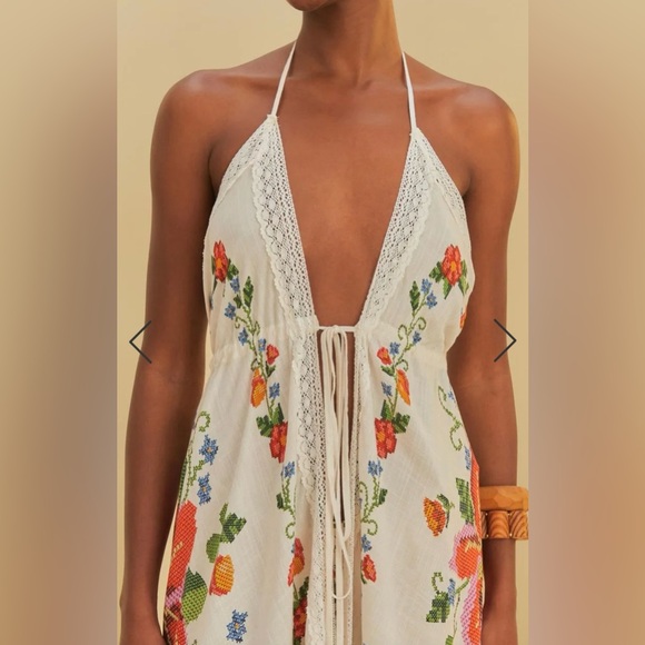 Farm Rio White Banana Vitamin Lace Dress Swim Cover Up - Picture 5 of 16